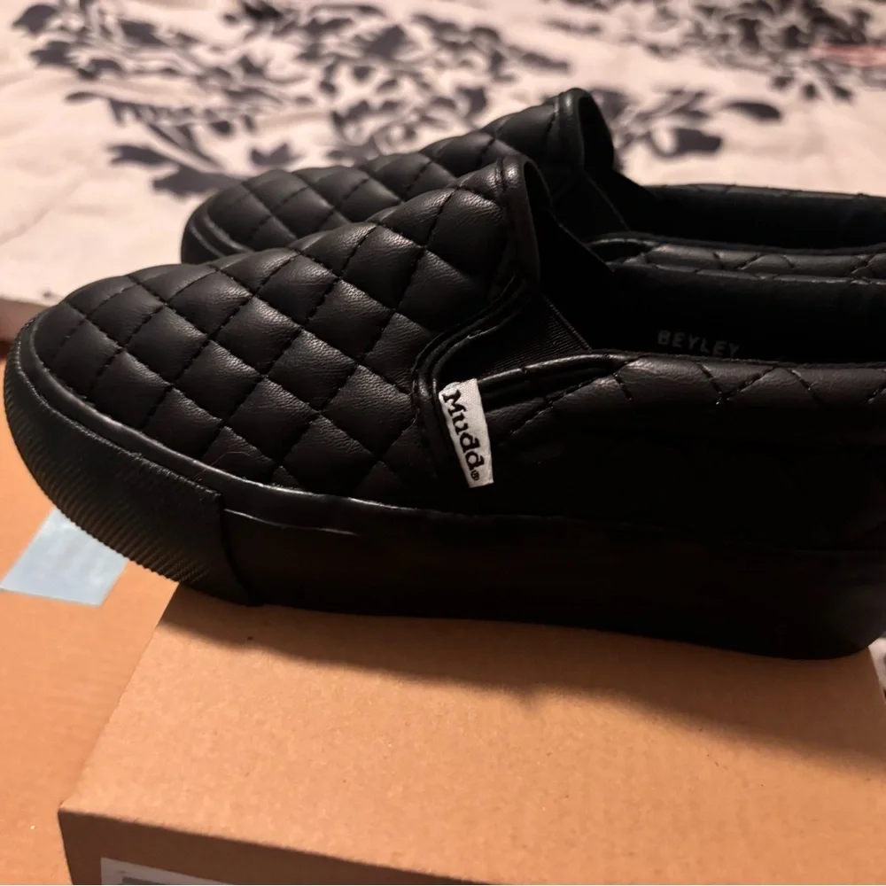 Mudd Quilted Black Kid’s Slip-On Loafers - New with Box